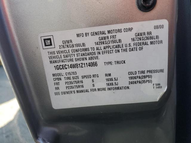 Photo 10 from auction – 2001 CHEVROLET SILVERADO with VIN 1GCEC14W81Z114066