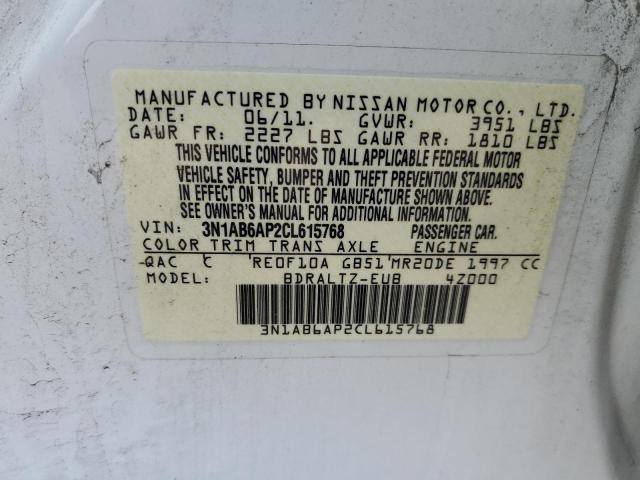 Photo 10 from auction – 2012 NISSAN SENTRA 2.0 with VIN 3N1AB6AP2CL615768
