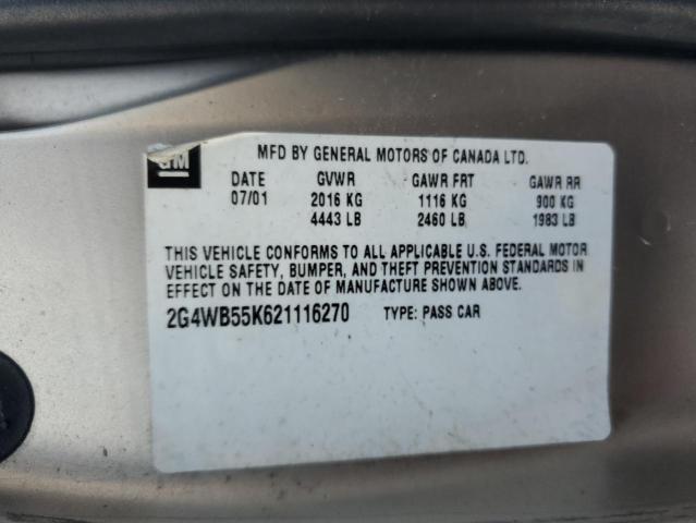 Photo 10 from auction – 2002 BUICK REGAL LS with VIN 2G4WB55K621116270