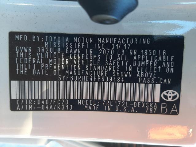 Photo 10 from auction – 2017 TOYOTA COROLLA L with VIN 5YFBURHE4HP639484