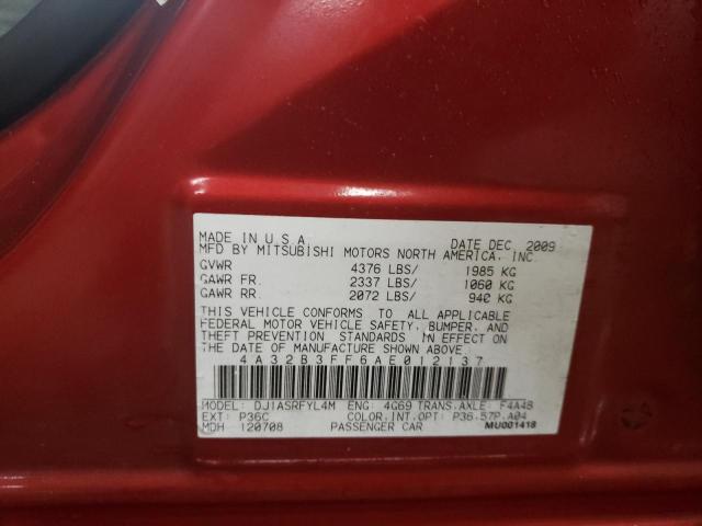 Photo 10 from auction – 2010 MITSUBISHI GALANT ES with VIN 4A32B3FF6AE012137