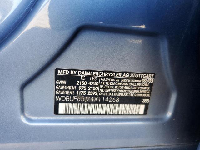 Photo 10 from auction – 2004 MERCEDES-BENZ E 320 with VIN WDBUF65J74X114268