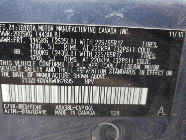 Photo 10 from auction – 2011 TOYOTA RAV4 with VIN 2T3ZF4DV4BW062695