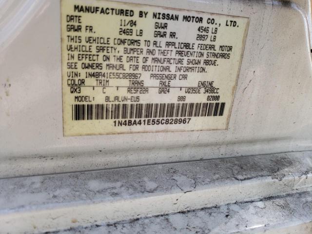 Photo 10 from auction – 2005 NISSAN MAXIMA SE with VIN 1N4BA41E55C828967