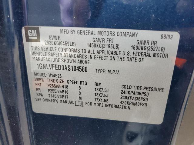 Photo 10 from auction – 2010 CHEVROLET TRAVERSE L with VIN 1GNLVFED0AS104580