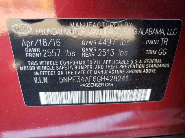 Photo 10 from auction – 2016 HYUNDAI SONATA SPO with VIN 5NPE34AF6GH428241
