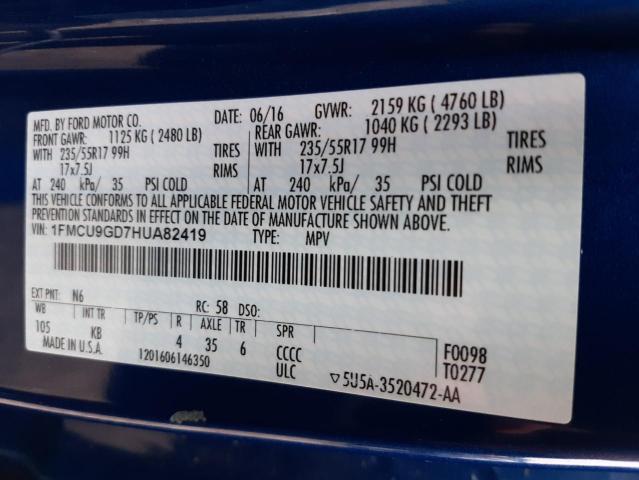 Photo 10 from auction – 2017 FORD ESCAPE SE with VIN 1FMCU9GD7HUA82419