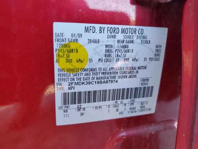 Photo 10 from auction – 2009 FORD EDGE LIMIT with VIN 2FMDK39C19BA87974