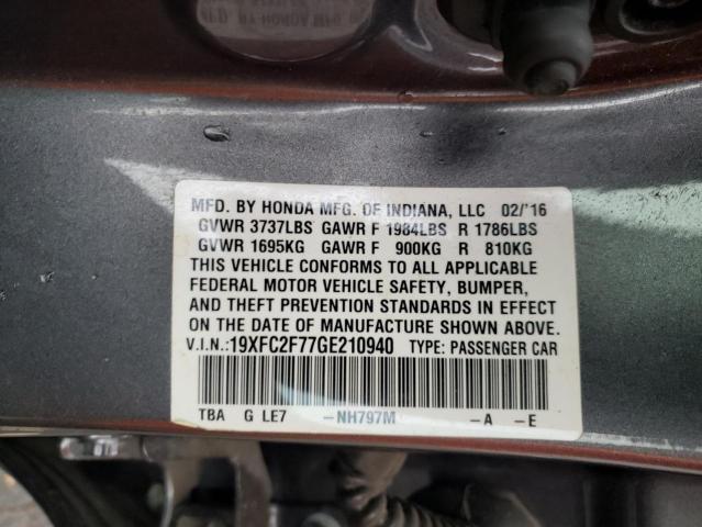 Photo 10 from auction – 2016 HONDA CIVIC EX with VIN 19XFC2F77GE210940
