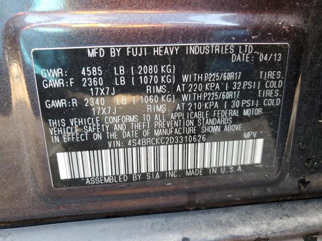 Photo 10 from auction – 2013 SUBARU OUTBACK 2. with VIN 4S4BRCKC2D3310626