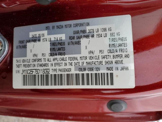 Photo 10 from auction – 2006 MAZDA MX-5 MIATA with VIN JM1NC25F760118092