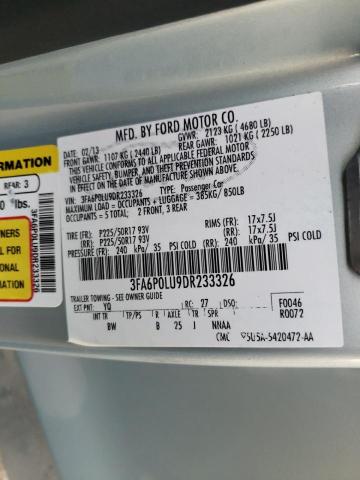 Photo 10 from auction – 2013 FORD FUSION SE with VIN 3FA6P0LU9DR233326