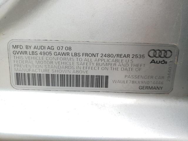 Photo 10 from auction – 2009 AUDI A4 2.0T QU with VIN WAULF78KX9N014446