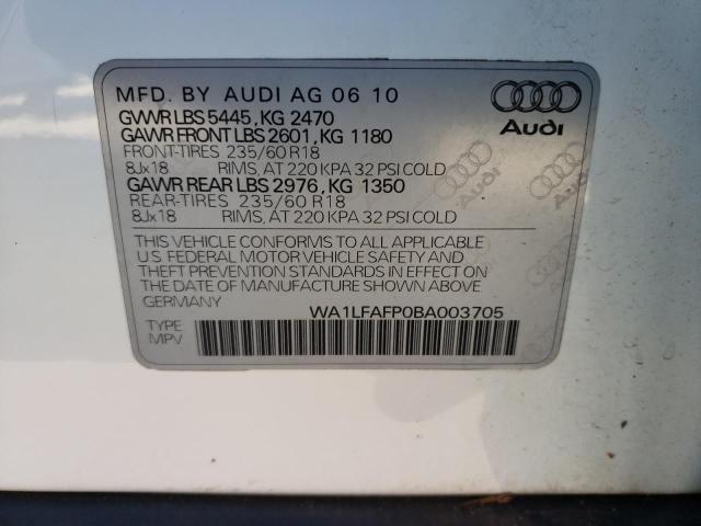 Photo 10 from auction – 2011 AUDI Q5 PREMIUM with VIN WA1LFAFP0BA003705