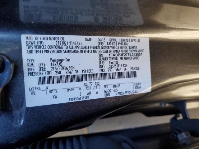 Photo 10 from auction – 2015 FORD FOCUS SE with VIN 1FADP3F27FL342551