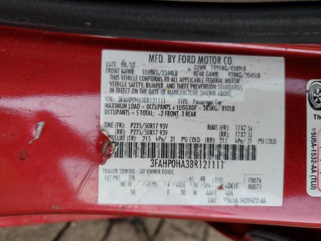 Photo 10 from auction – 2011 FORD FUSION SE with VIN 3FAHP0HA3BR121111