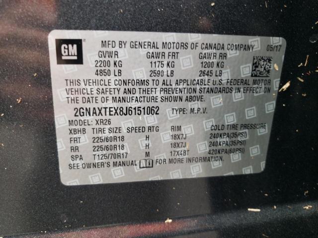 Photo 10 from auction – 2018 CHEVROLET EQUINOX LT with VIN 2GNAXTEX8J6151062