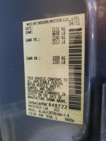 Photo 10 from auction – 2011 NISSAN MAXIMA S with VIN 1N4AA5AP0BC848722