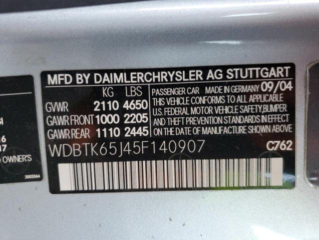 Photo 10 from auction – 2005 MERCEDES-BENZ CLK 320 with VIN WDBTK65J45F140907