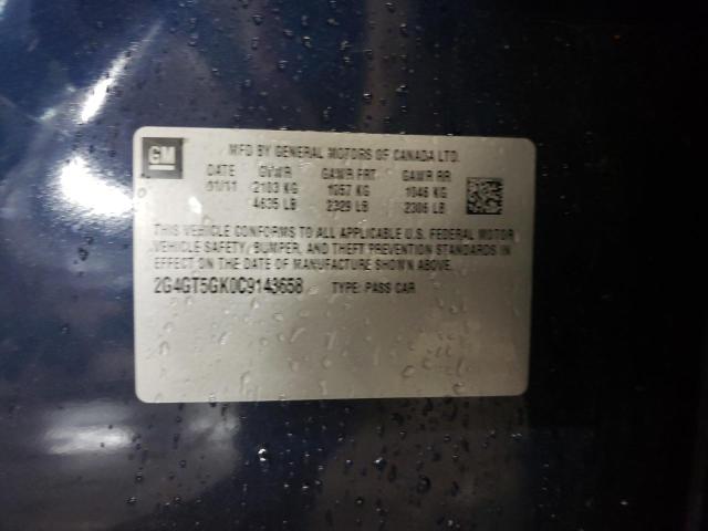 Photo 10 from auction – 2012 BUICK REGAL PREM with VIN 2G4GT5GK0C9143658