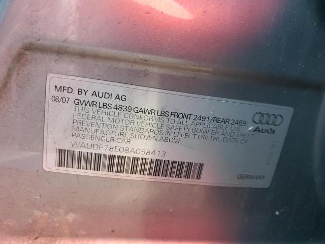 Photo 10 from auction – 2008 AUDI A4 with VIN WAUDF78E08A058413