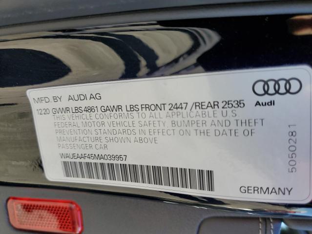 Photo 10 from auction – 2021 AUDI A4 PREMIUM with VIN WAUEAAF45MA039957