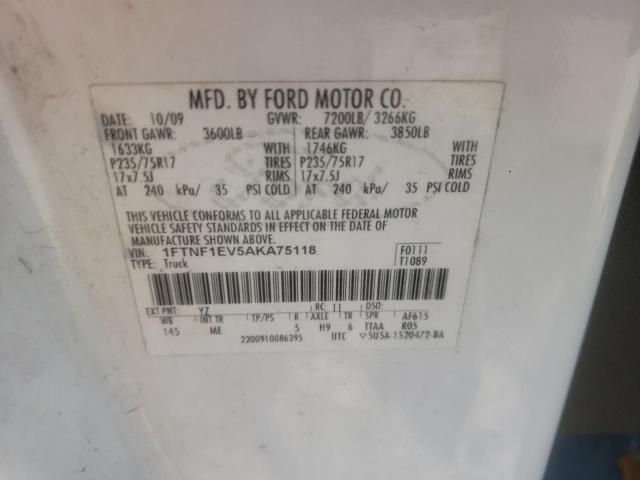 Photo 10 from auction – 2010 FORD F150 with VIN 1FTNF1EV5AKA75118