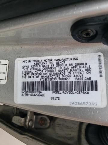 Photo 10 from auction – 2003 TOYOTA CAMRY LE with VIN 4T1BE32K33U760927