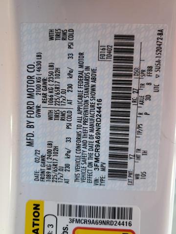Photo 10 from auction – 2022 FORD BRONCO SPO with VIN 3FMCR9A69NRD24416