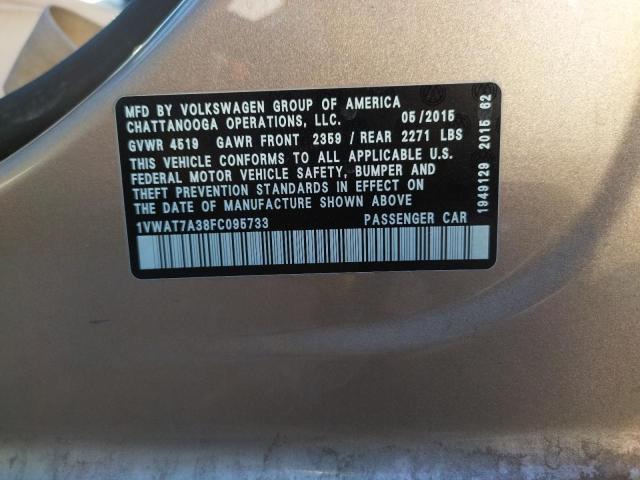 Photo 10 from auction – 2015 VOLKSWAGEN PASSAT S with VIN 1VWAT7A38FC095733