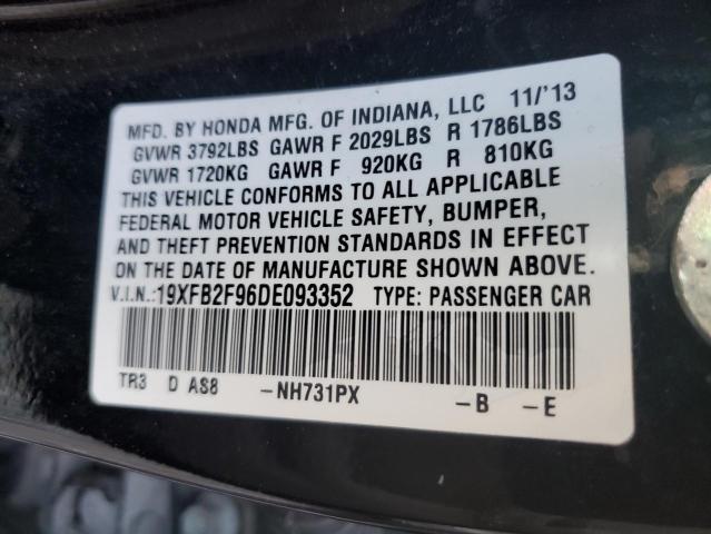 Photo 10 from auction – 2013 HONDA CIVIC EXL with VIN 19XFB2F96DE093352