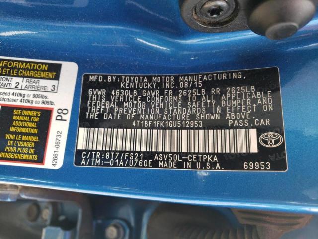 Photo 10 from auction – 2016 TOYOTA CAMRY LE with VIN 4T1BF1FK1GU512953