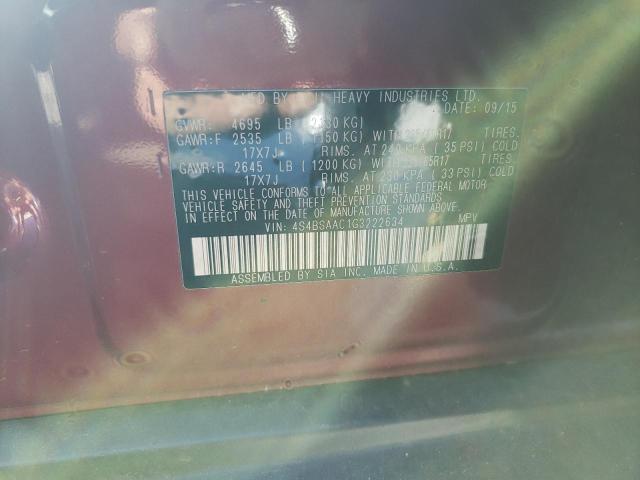 Photo 10 from auction – 2016 SUBARU OUTBACK 2. with VIN 4S4BSAAC1G3222634