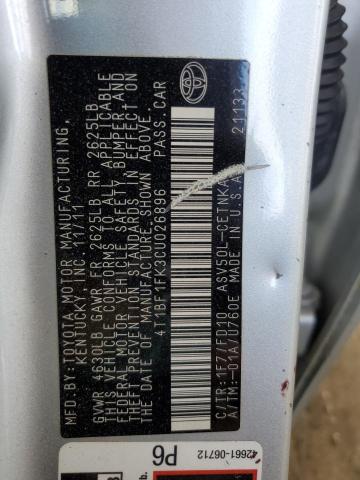 Photo 10 from auction – 2012 TOYOTA CAMRY BASE with VIN 4T1BF1FK3CU026896