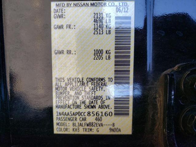 Photo 10 from auction – 2012 NISSAN MAXIMA S with VIN 1N4AA5AP0CC856160