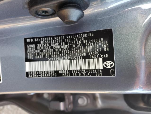 Photo 10 from auction – 2020 TOYOTA COROLLA LE with VIN 5YFEPRAE3LP145334