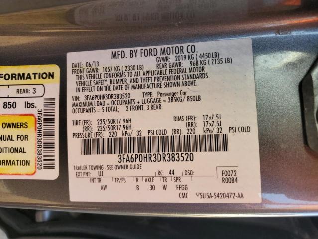 Photo 10 from auction – 2013 FORD FUSION SE with VIN 3FA6P0HR3DR383520