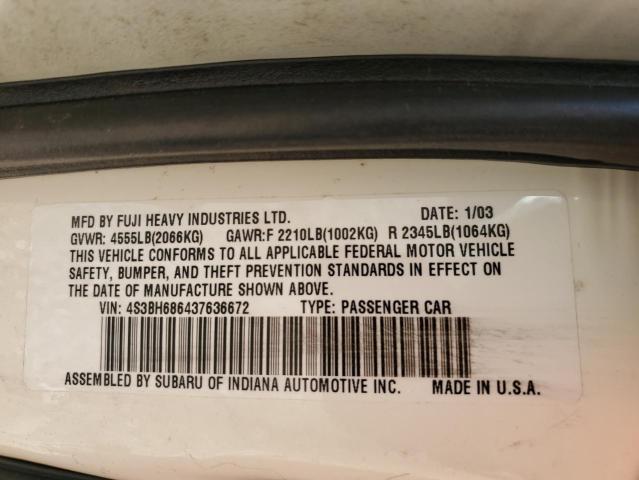 Photo 10 from auction – 2003 SUBARU LEGACY OUT with VIN 4S3BH686437636672