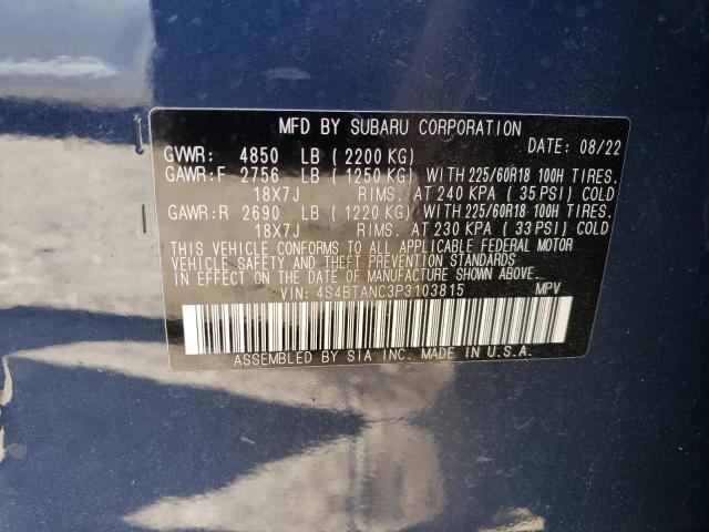 Photo 10 from auction – 2023 SUBARU OUTBACK LI with VIN 4S4BTANC3P3103815