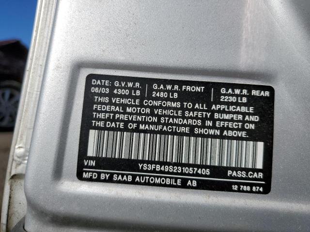 Photo 10 from auction – 2003 SAAB 9-3 with VIN YS3FB49S231057405