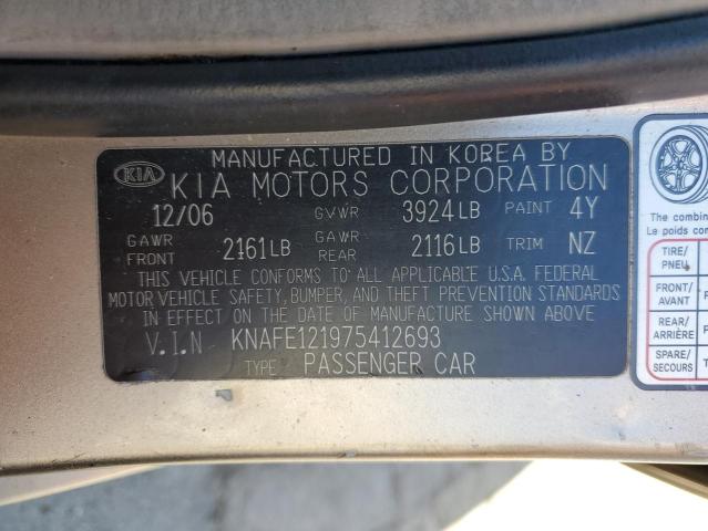 Photo 10 from auction – 2007 KIA SPECTRA EX with VIN KNAFE121975412693