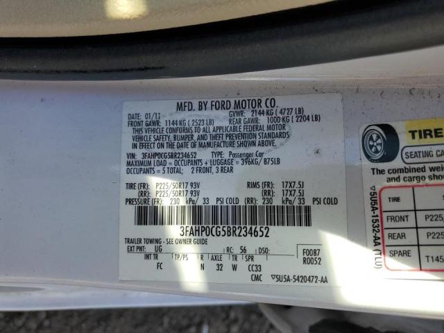 Photo 10 from auction – 2011 FORD FUSION SEL with VIN 3FAHP0CG5BR234652