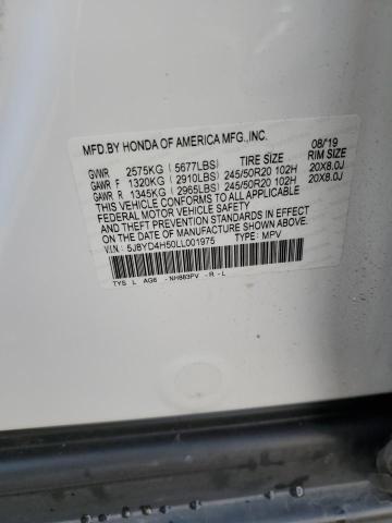 Photo 10 from auction – 2020 ACURA MDX TECHNO with VIN 5J8YD4H50LL001975