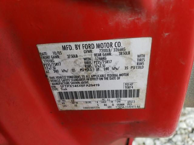 Photo 10 from auction – 2006 FORD F150 with VIN 1FTPX145X6FA29419
