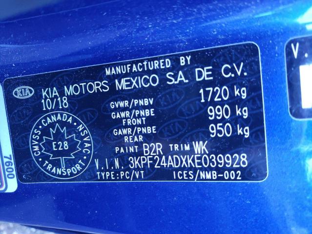 Photo 10 from auction – 2019 KIA FORTE FE with VIN 3KPF24ADXKE039928