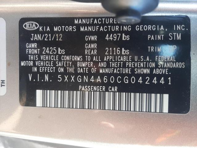 Photo 10 from auction – 2012 KIA OPTIMA EX with VIN 5XXGN4A60CG042441