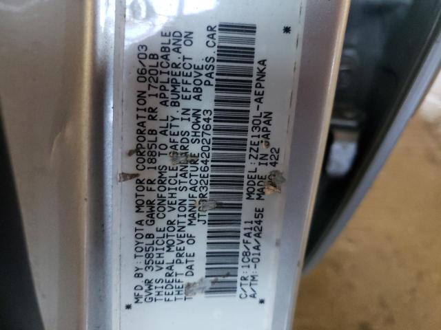 Photo 10 from auction – 2004 TOYOTA COROLLA CE with VIN JTDBR32E642027643