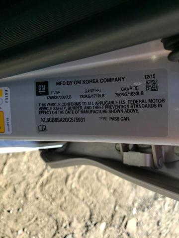 Photo 10 from auction – 2016 CHEVROLET SPARK LS with VIN KL8CB6SA2GC575931