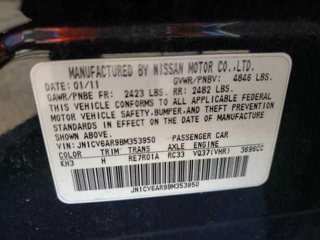 Photo 10 from auction – 2011 INFINITI G37 with VIN JN1CV6AR9BM353950