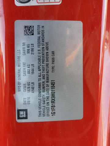 Photo 10 from auction – 2017 CHEVROLET CAMARO LT with VIN 1G1FB1RX9H0118451